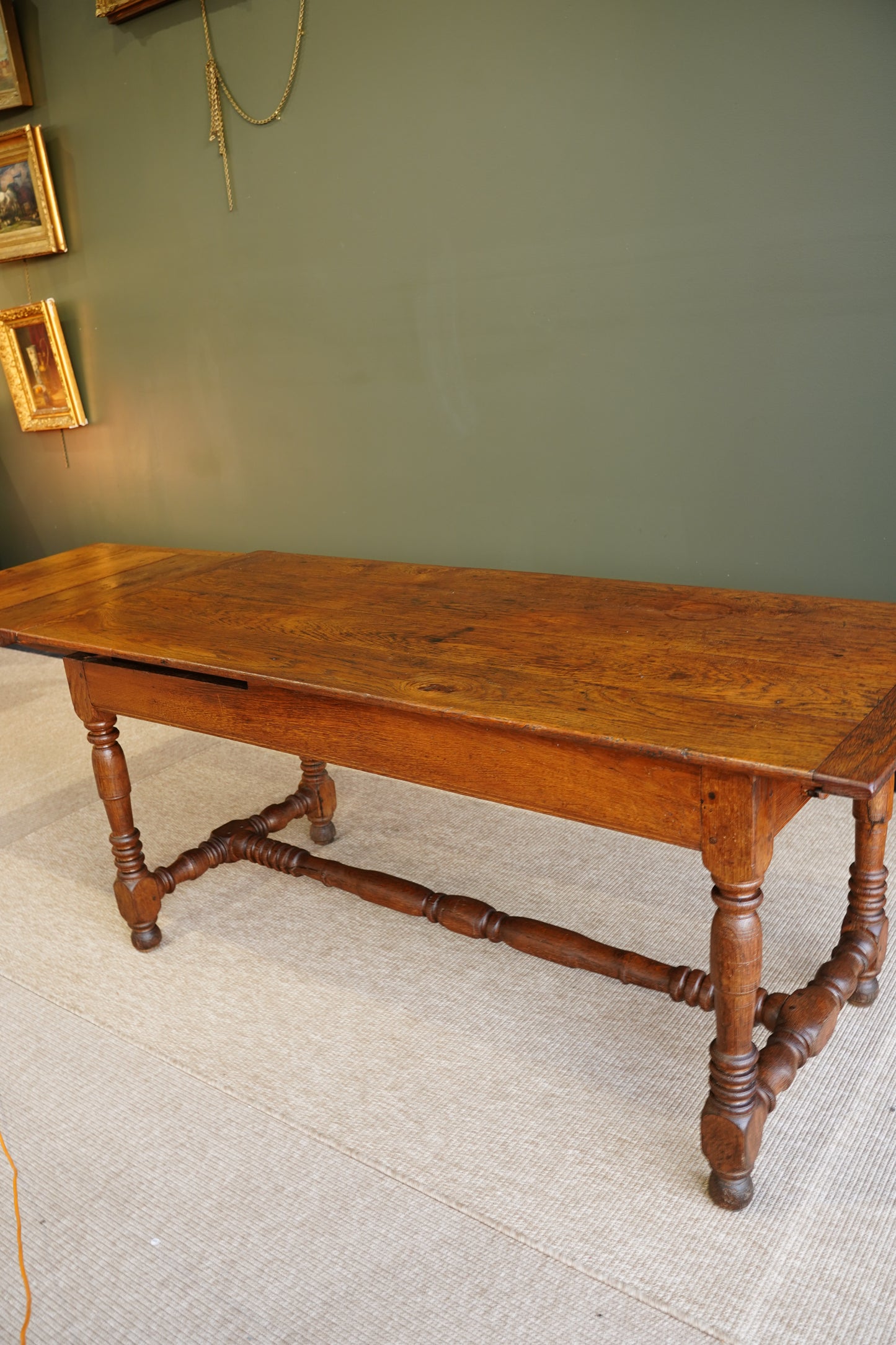 Antique Belgian Louis XIII Oak Side Table