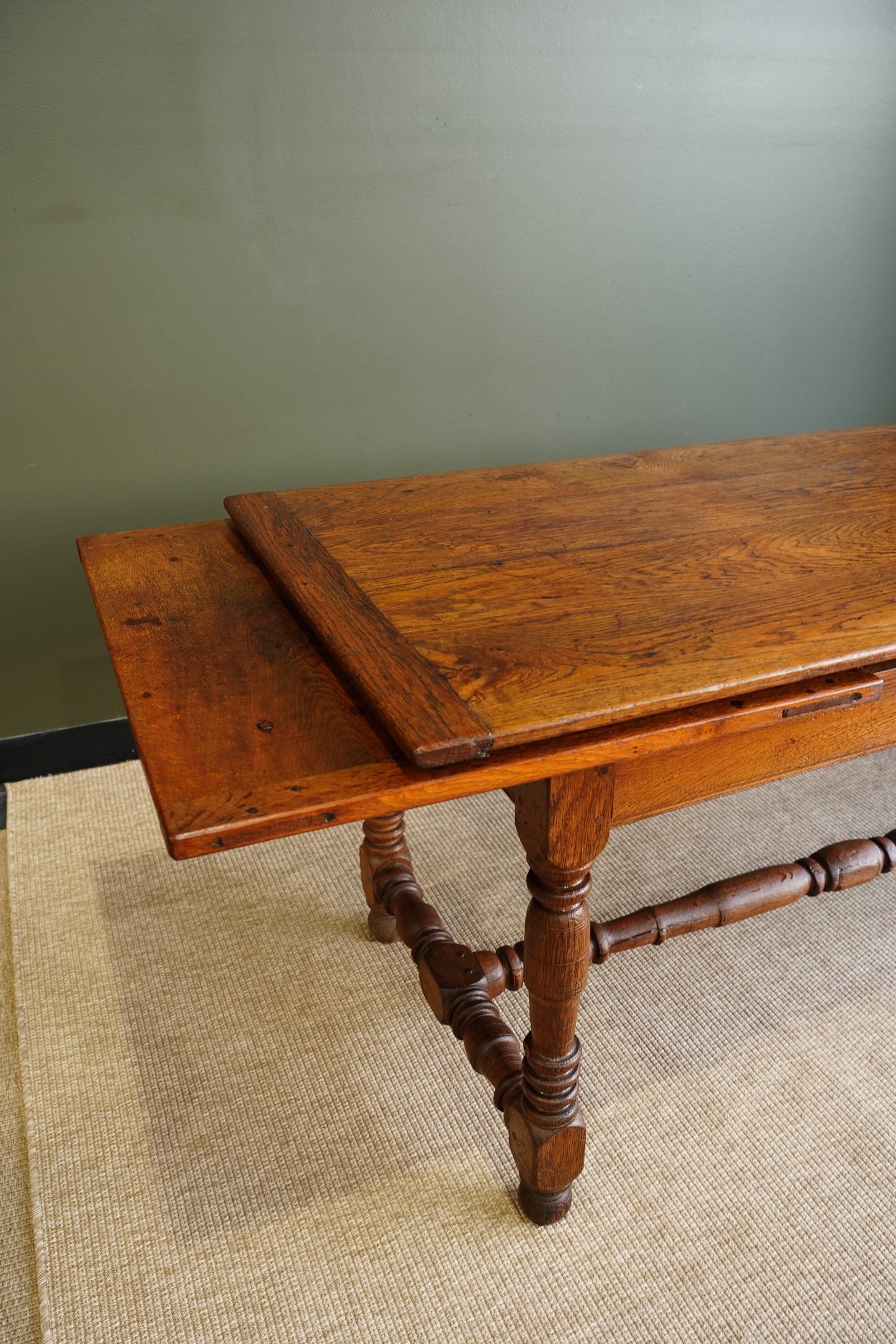 Antique Belgian Louis XIII Oak Side Table