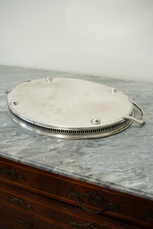 Vintage Cavalier Silver Plate Oval Gallery Tray, England secondary view