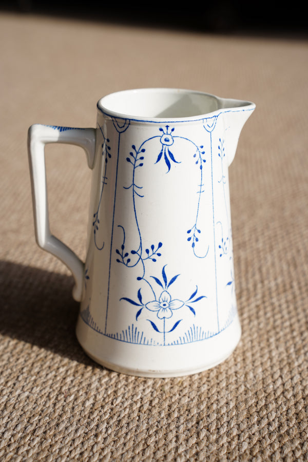 Blue and White Pitcher, Belgian Straw Flower Pattern secondary view