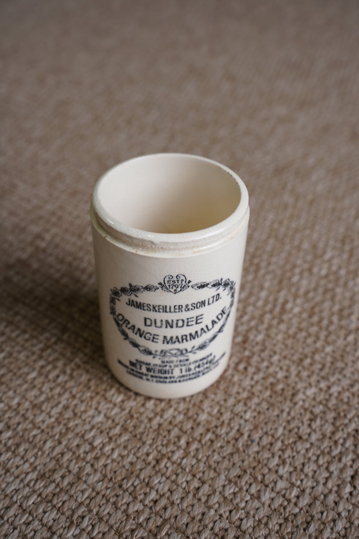 Antique Dundee Marmalade Pot, English Ironstone Crock, Circa 1900
