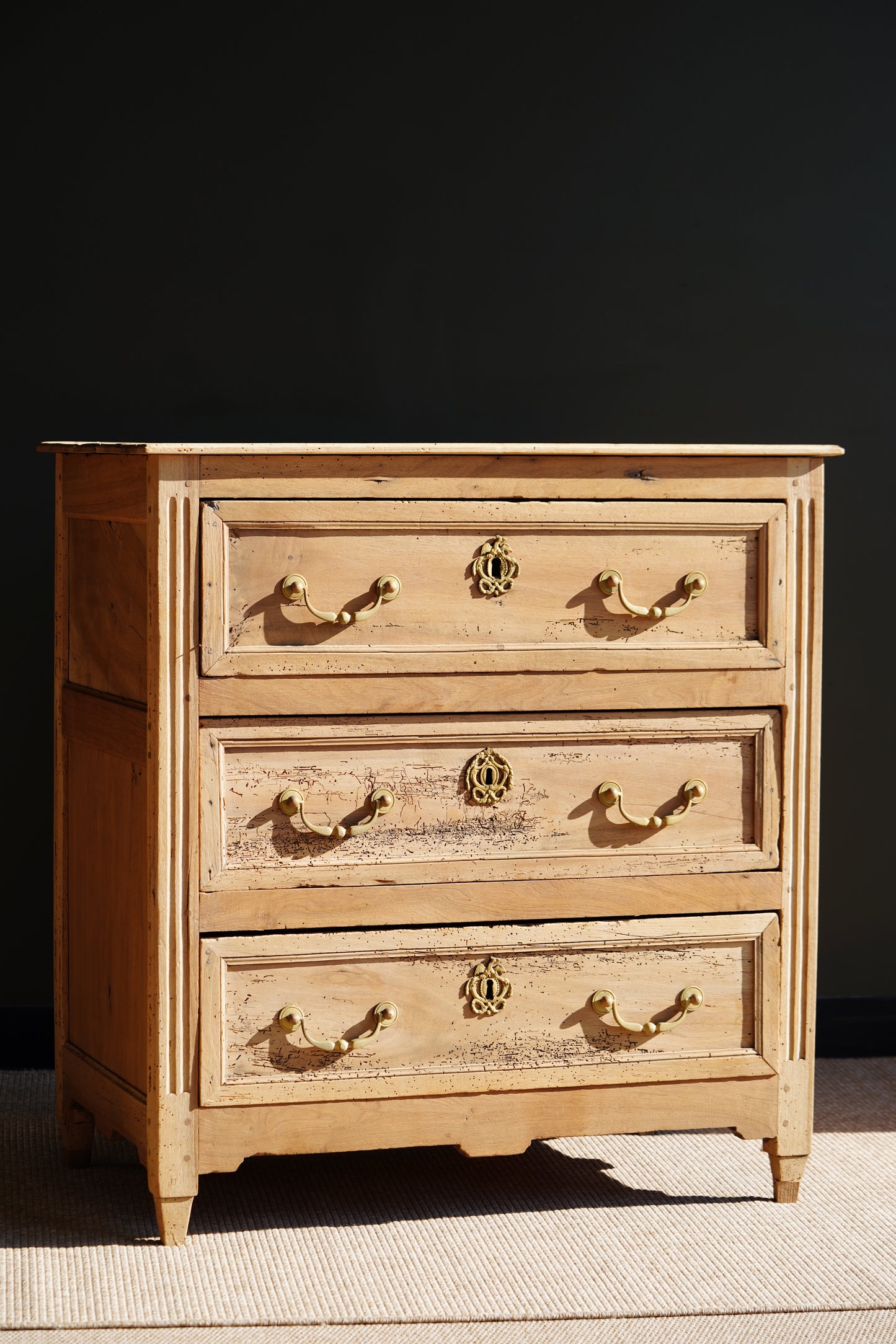 Antique French Sandblasted Walnut Commode