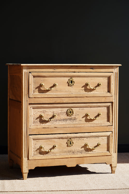 Antique French Louis XVI Sandblasted Walnut Commode, Circa 1800