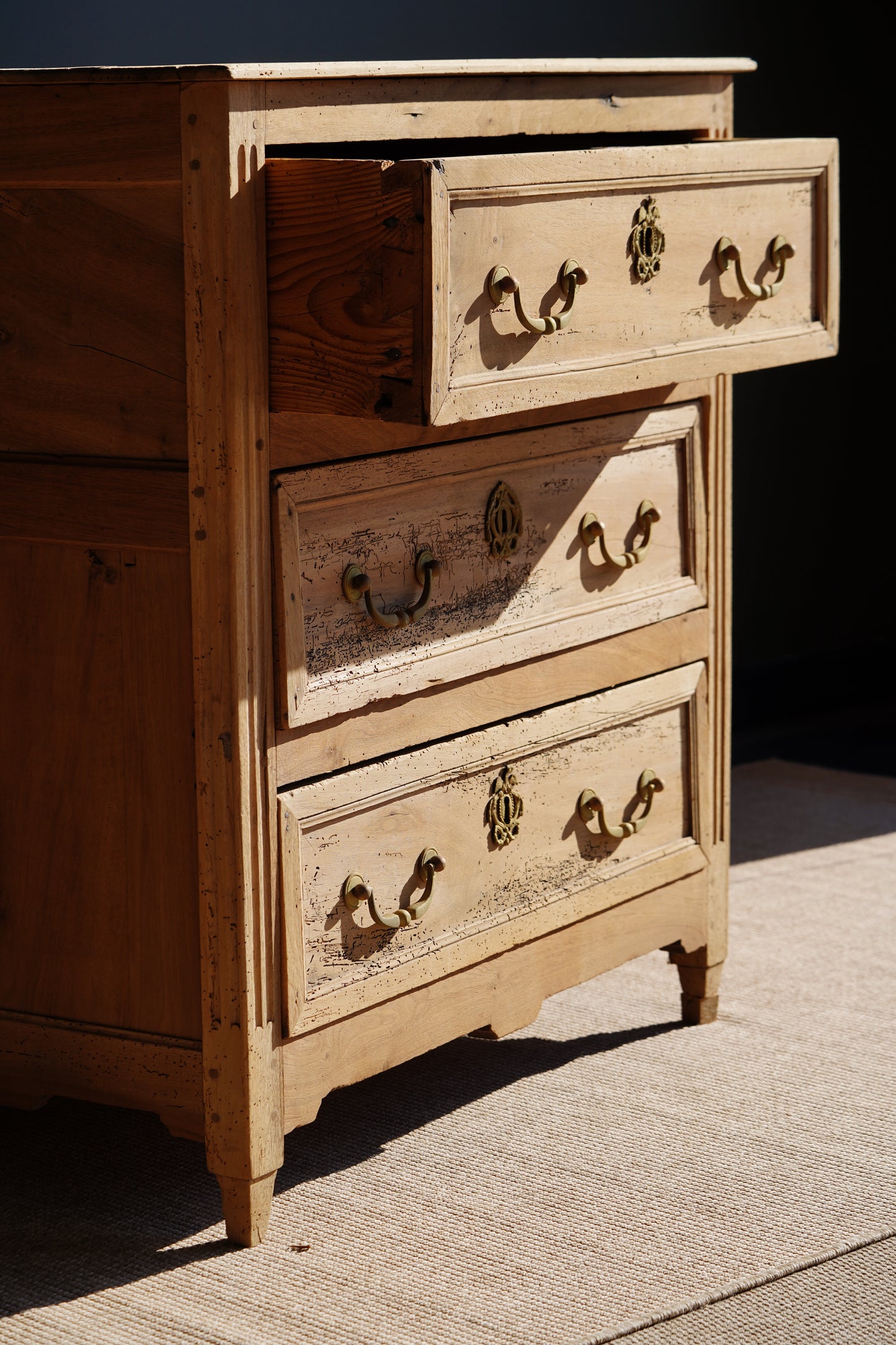 Antique French Sandblasted Walnut Commode