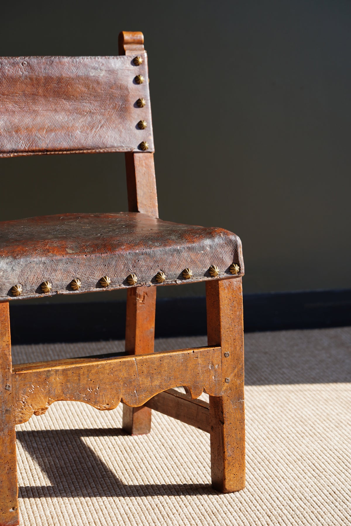Antique Frailero Leather Side Chair