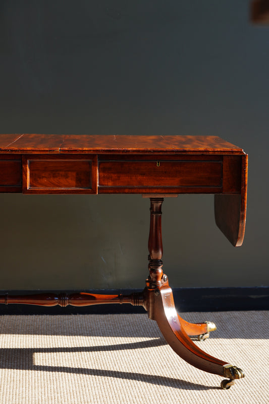 Antique English Mahogany Table with Drop Leaves, Circa 1820