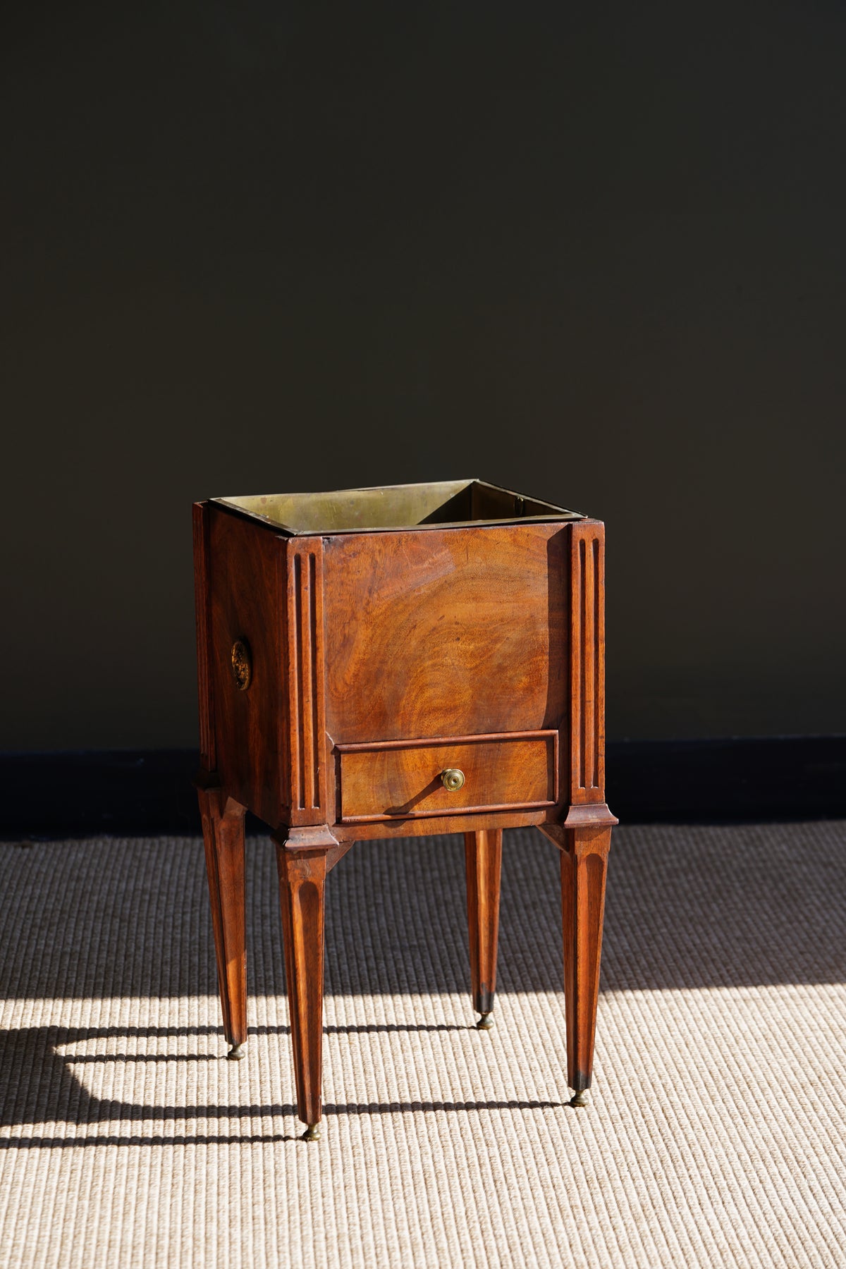 Antique Dutch Mahogany Plant Stand with Brass Liner