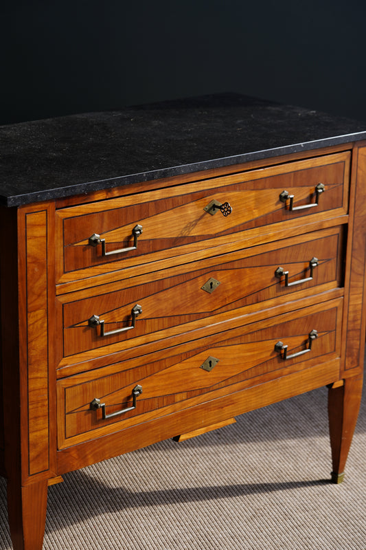 Antique Louis XVI Style Cherry Commode with Marble Top