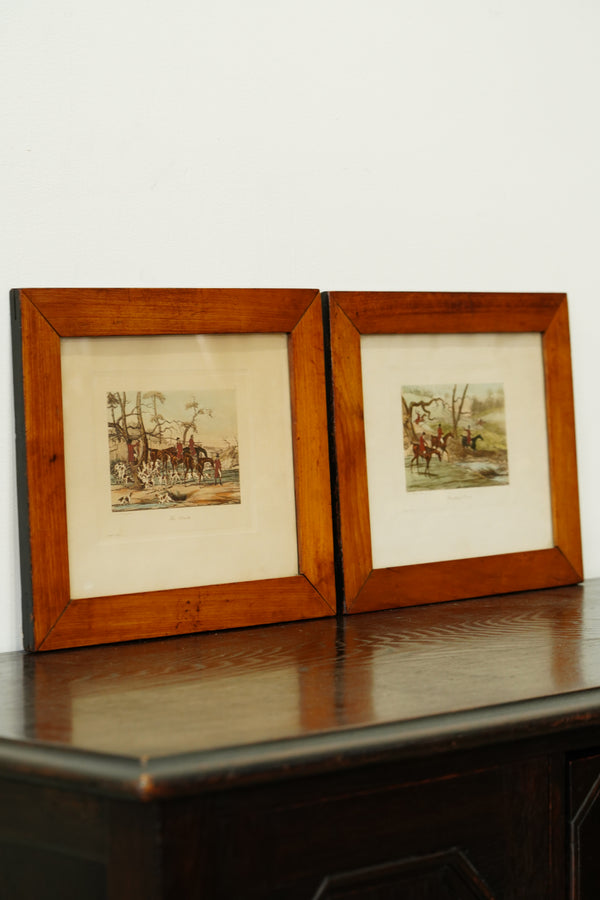 Pair of Vintage French Fox Hunting Prints After Henry Alken