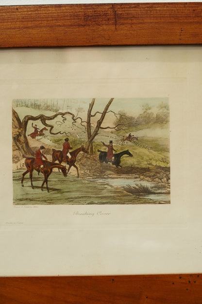 Pair of Vintage French Fox Hunting Prints After Henry Alken