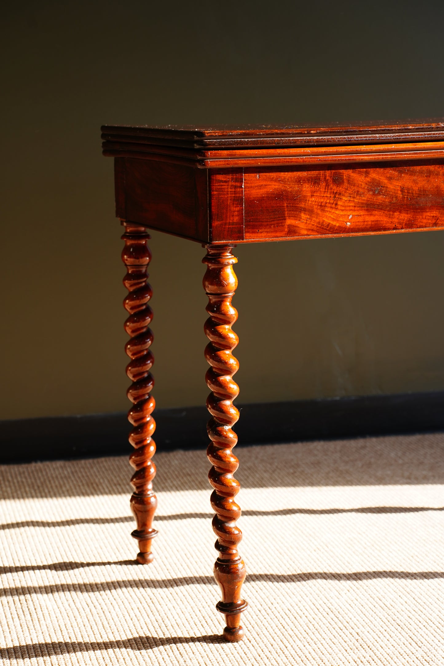 Antique English Mahogany Barley Twist Games Table
