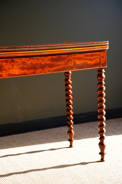 Antique English Mahogany Barley Twist Games Table