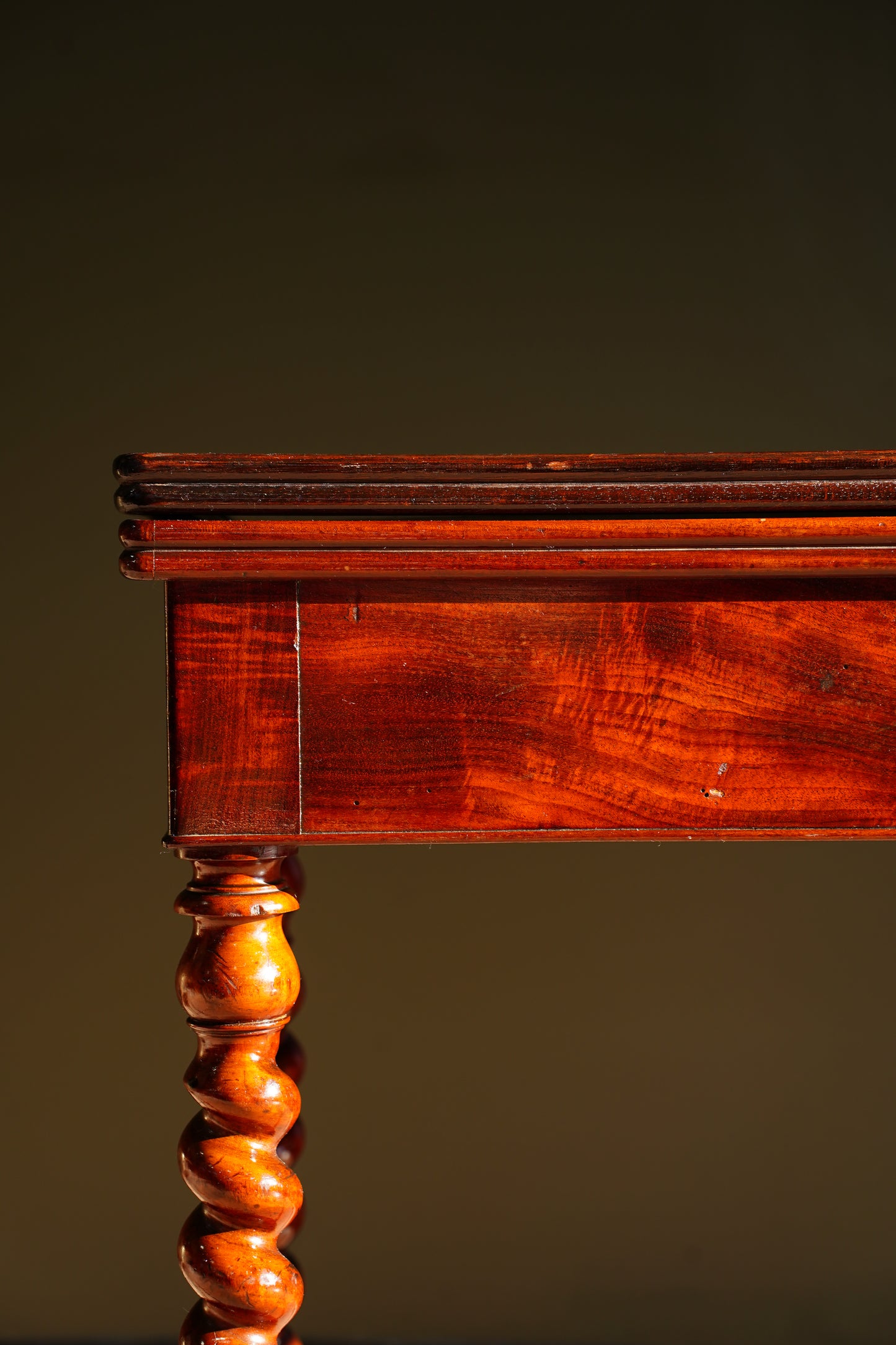 Antique English Mahogany Barley Twist Games Table