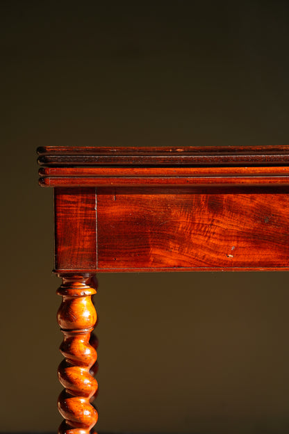 Antique English Mahogany Barley Twist Games Table