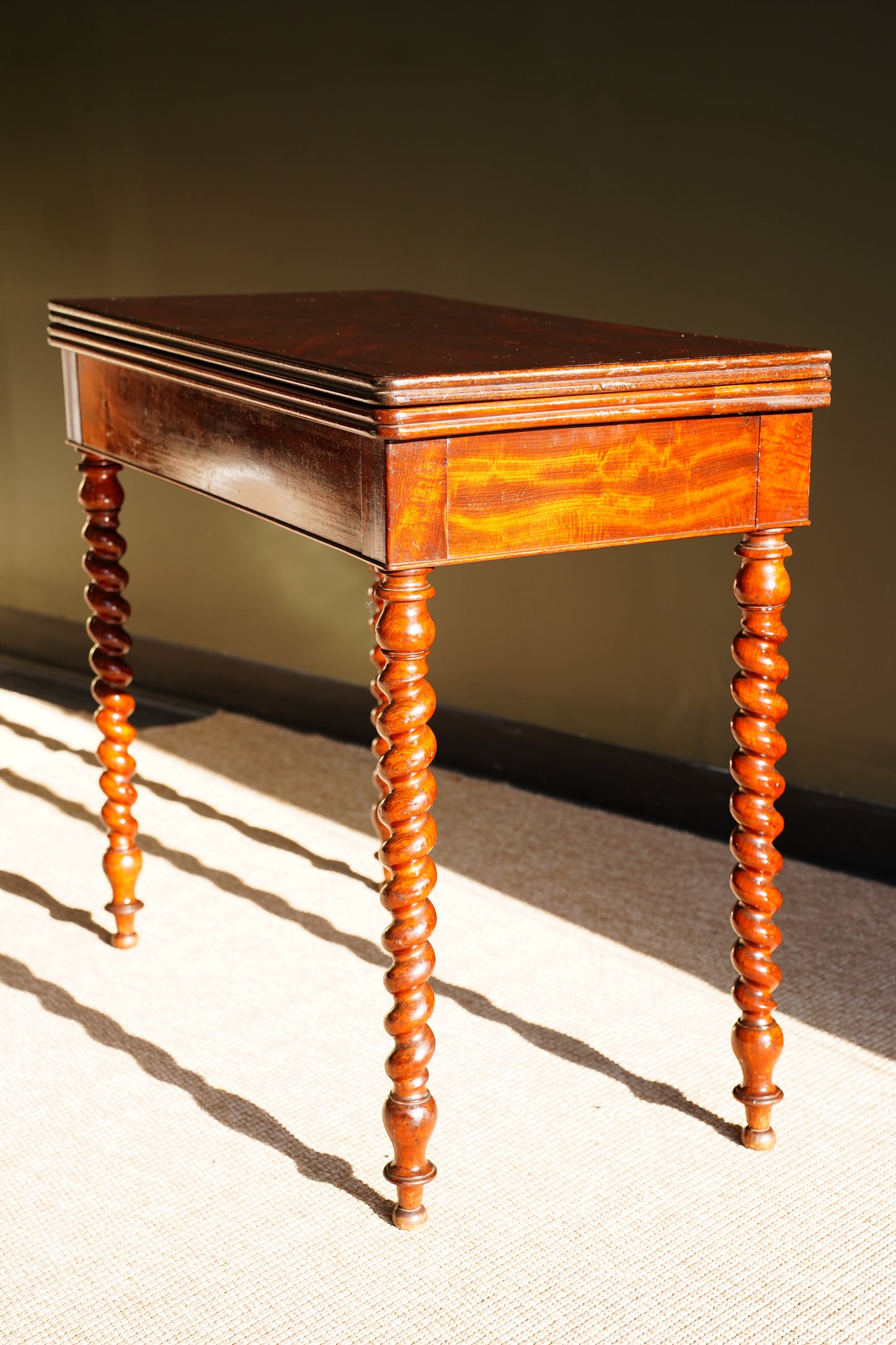 Antique English Mahogany Barley Twist Games Table