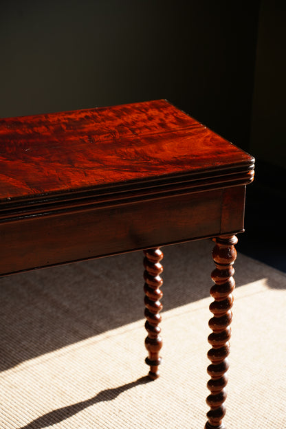 Antique English Mahogany Barley Twist Games Table
