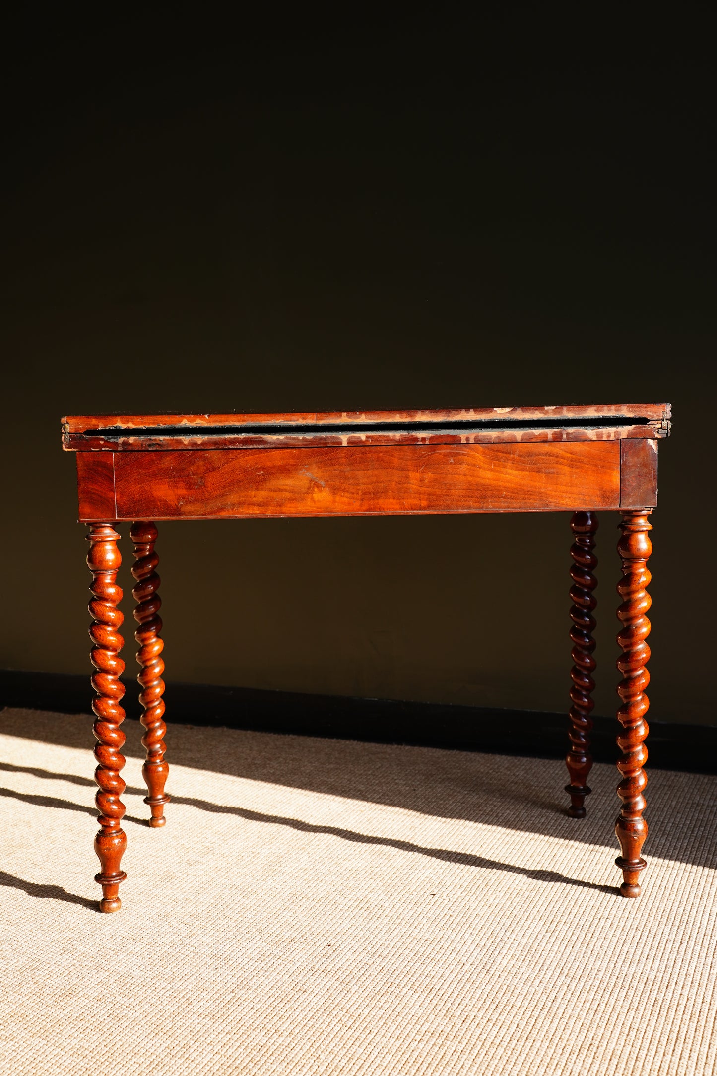 Antique English Mahogany Barley Twist Games Table