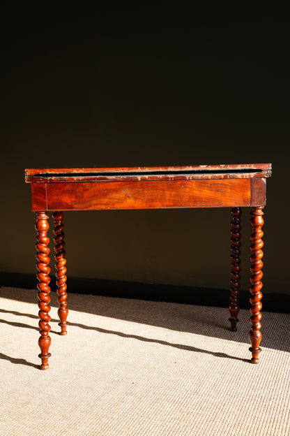 Antique English Mahogany Barley Twist Games Table