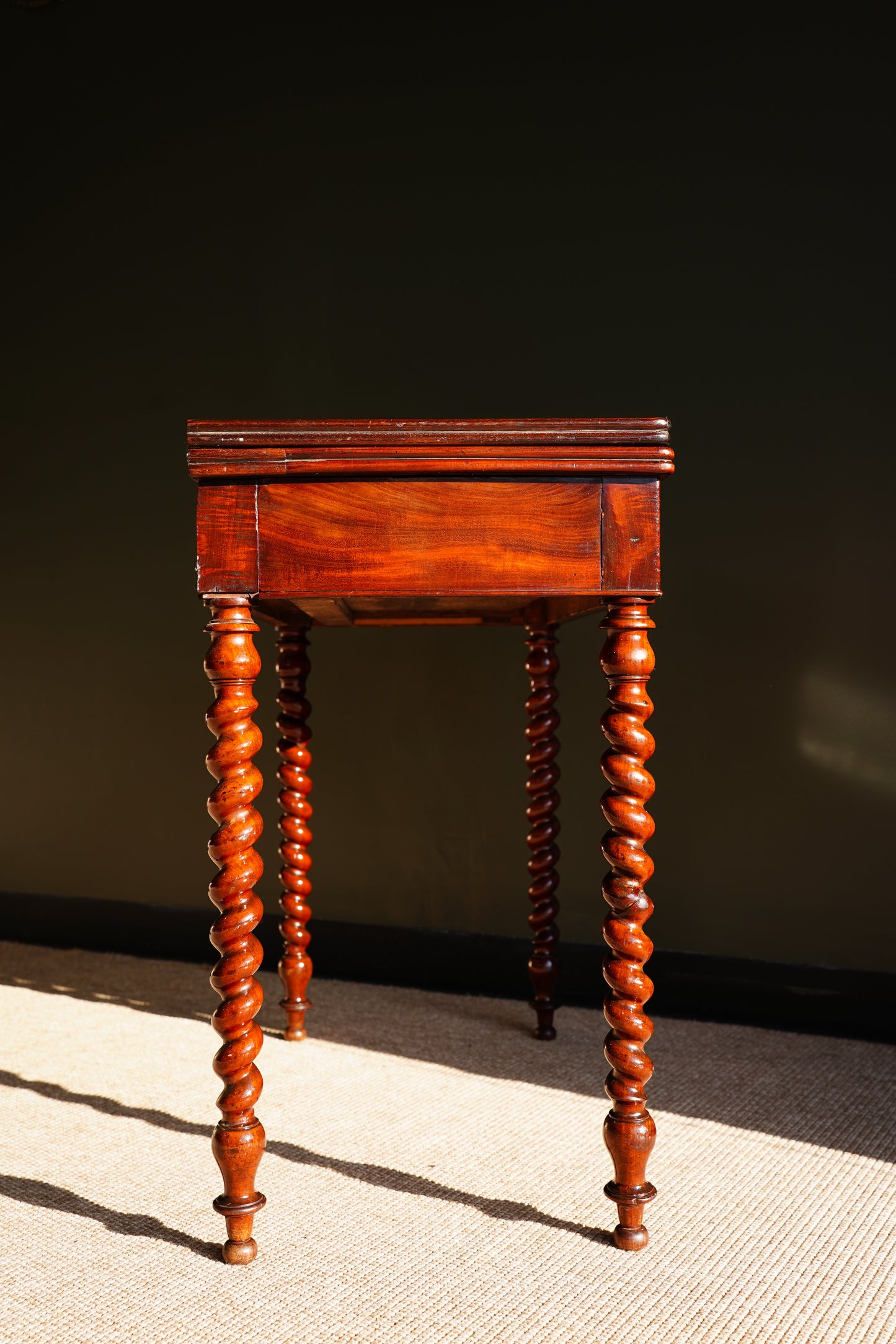 Antique English Mahogany Barley Twist Games Table