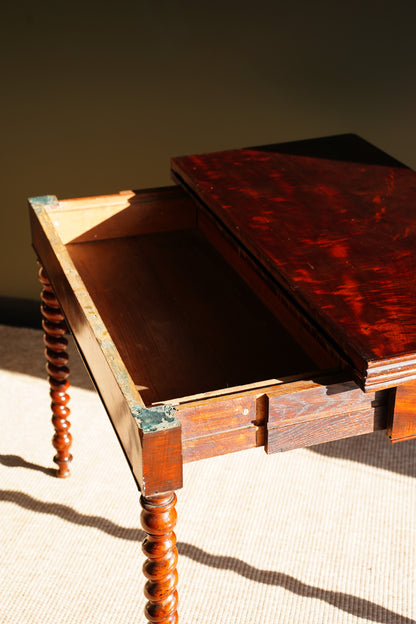 Antique English Mahogany Barley Twist Games Table