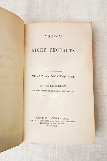 Antique Young's Night Thoughts Full Leather Eton Gift 1863
