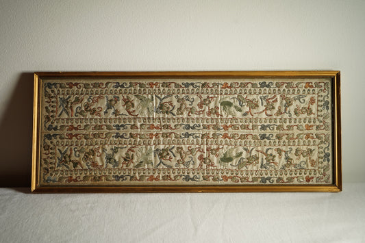 Antique European Chinoiserie Silk Embroidery on Satin