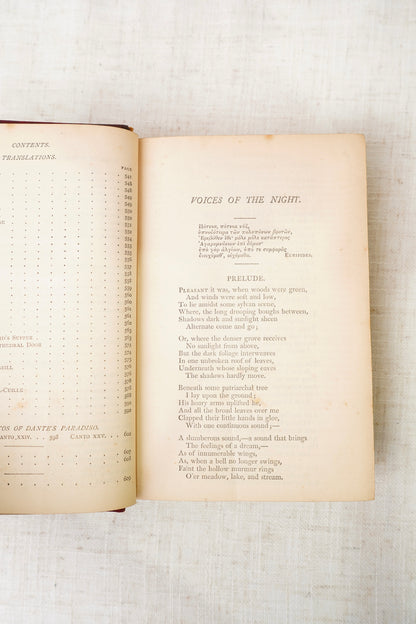 Antique Longfellow Poetry Book Red Leather 1869