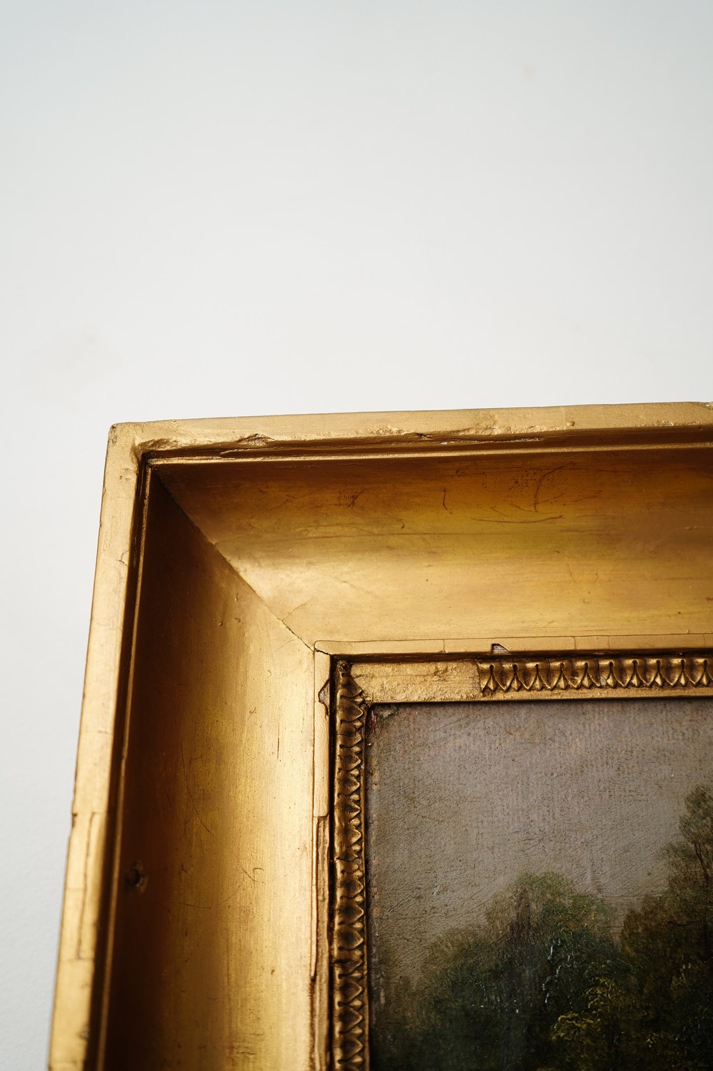 Antique French Genre Oil Painting of Estate Gate and Figures | 19th Century Oil on Canvas
