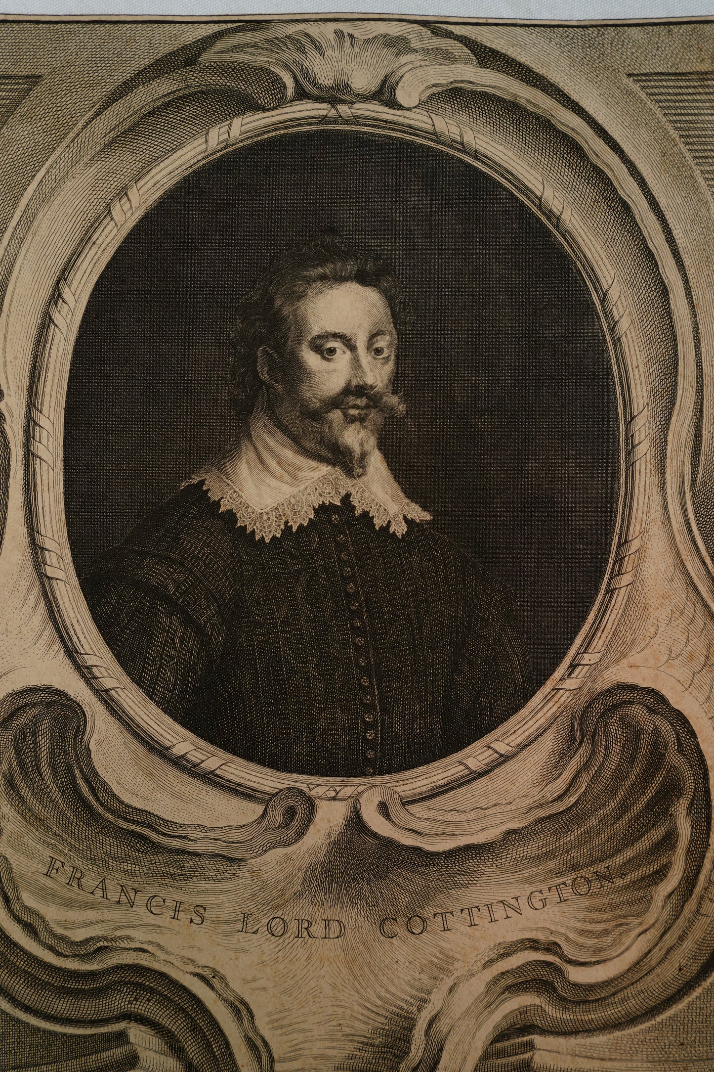 Antique Houbraken Engraving Portrait “Francis, Lord Cottington” Published 1744 | 9 x 14.75