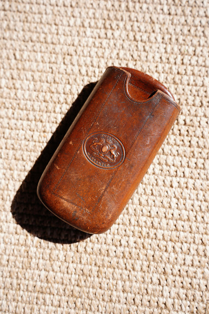 Antique Victorian Leather Cigar Case with Match Striker