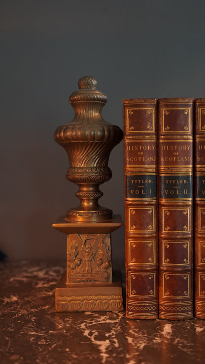 Pair of Antique Brass "Tyneside Scottish" Regimental Urn Bookends – Circa Early 20th Century