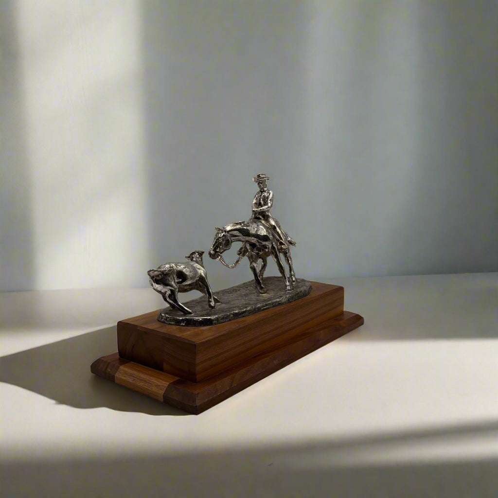 1975 National Cutting Horse Association Trophy – Western Equestrian Sculpture by Starlie