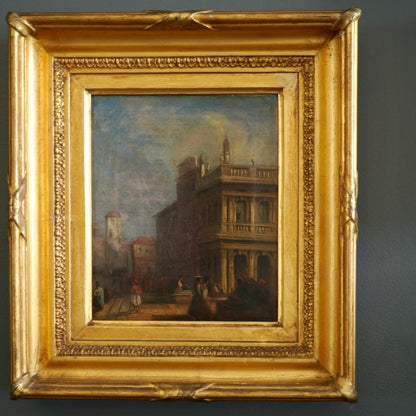 Early 19th Century Venetian School Oil Painting “The Doge’s Palace” | Antique Grand Tour Artwork in Gilt Frame