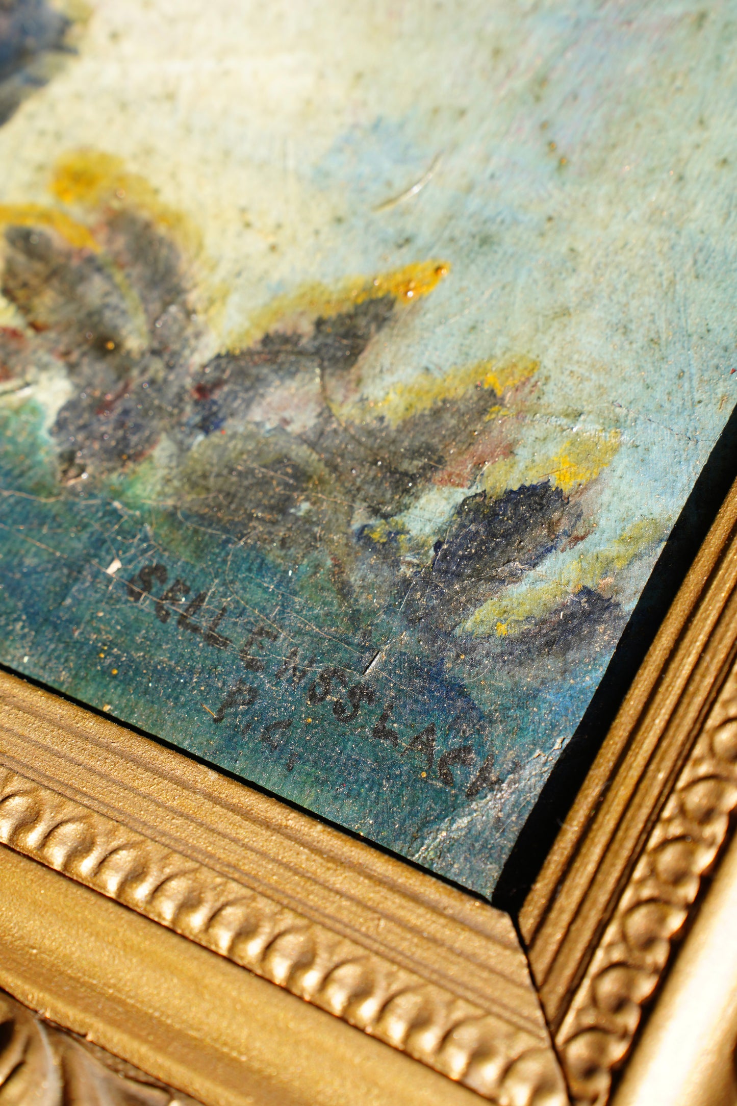 Antique Signed European Country House Oil Painting, Circa 1900