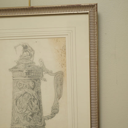 Henry Bouvet (French, 1859–1945) – Study of a Tankard, Signed Pencil Drawing on Paper, Framed
