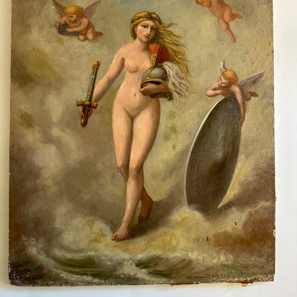 Early 20th Century Neoclassical Style Oil Painting, Unframed Mythological Painting