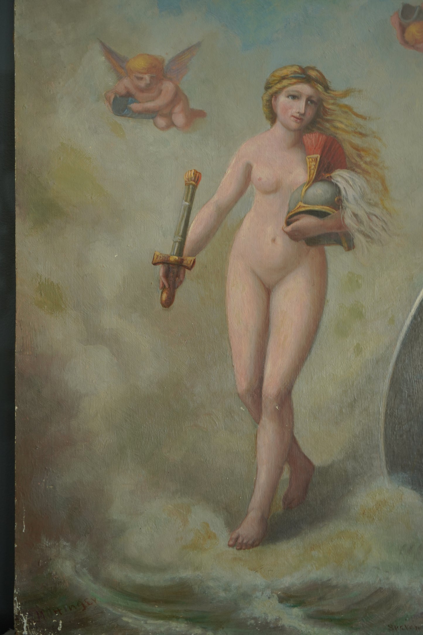 Early 20th Century Neoclassical Style Oil Painting, Unframed Mythological Painting