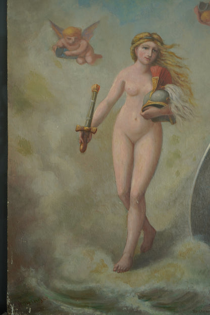 Early 20th Century Neoclassical Style Oil Painting, Unframed Mythological Painting