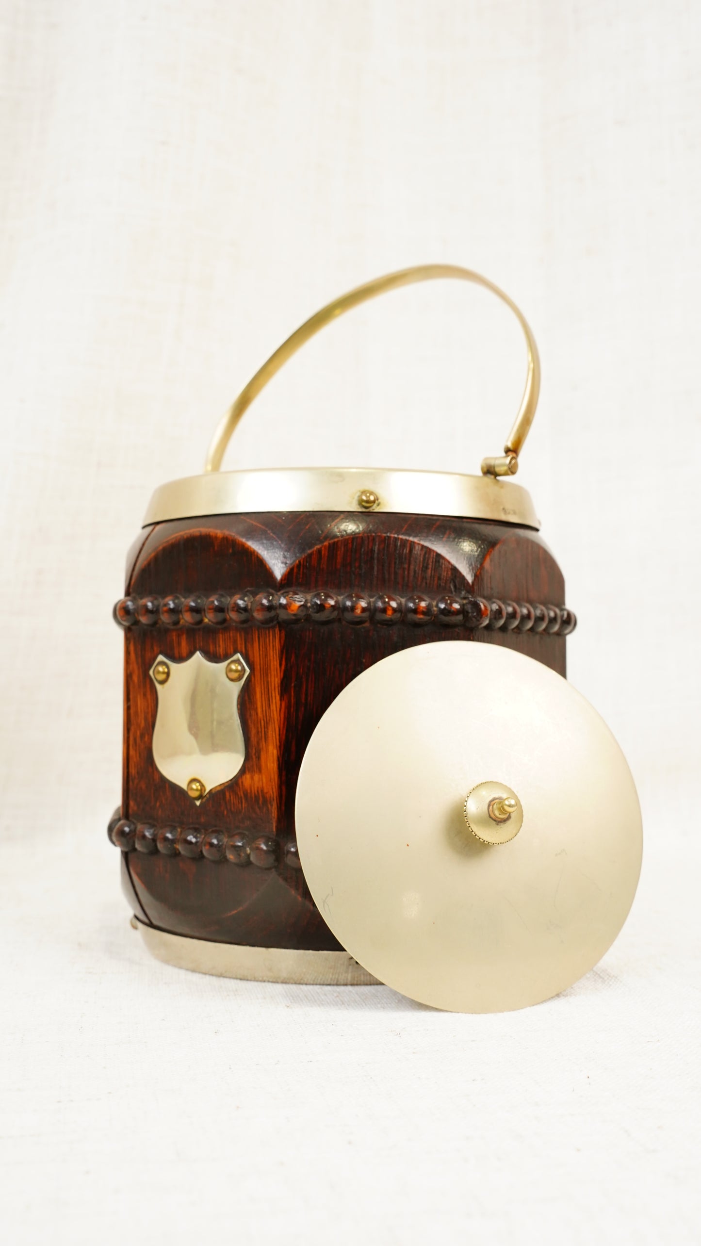 Edwardian Oak and Silver Plated Biscuit Barrel, Circa 1910