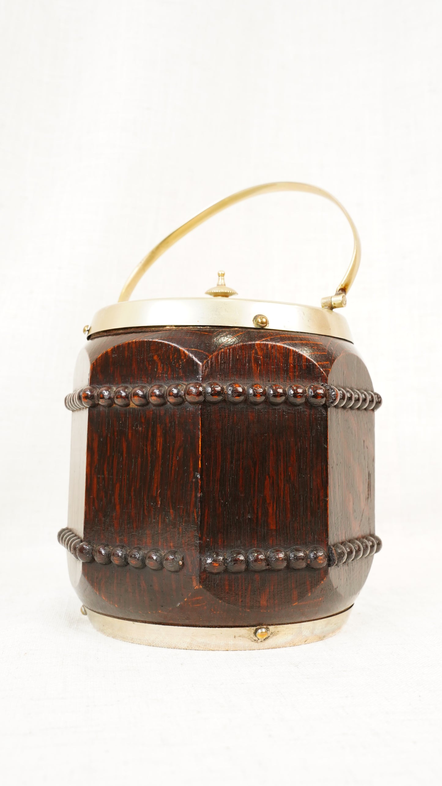 Edwardian Oak and Silver Plated Biscuit Barrel, Circa 1910