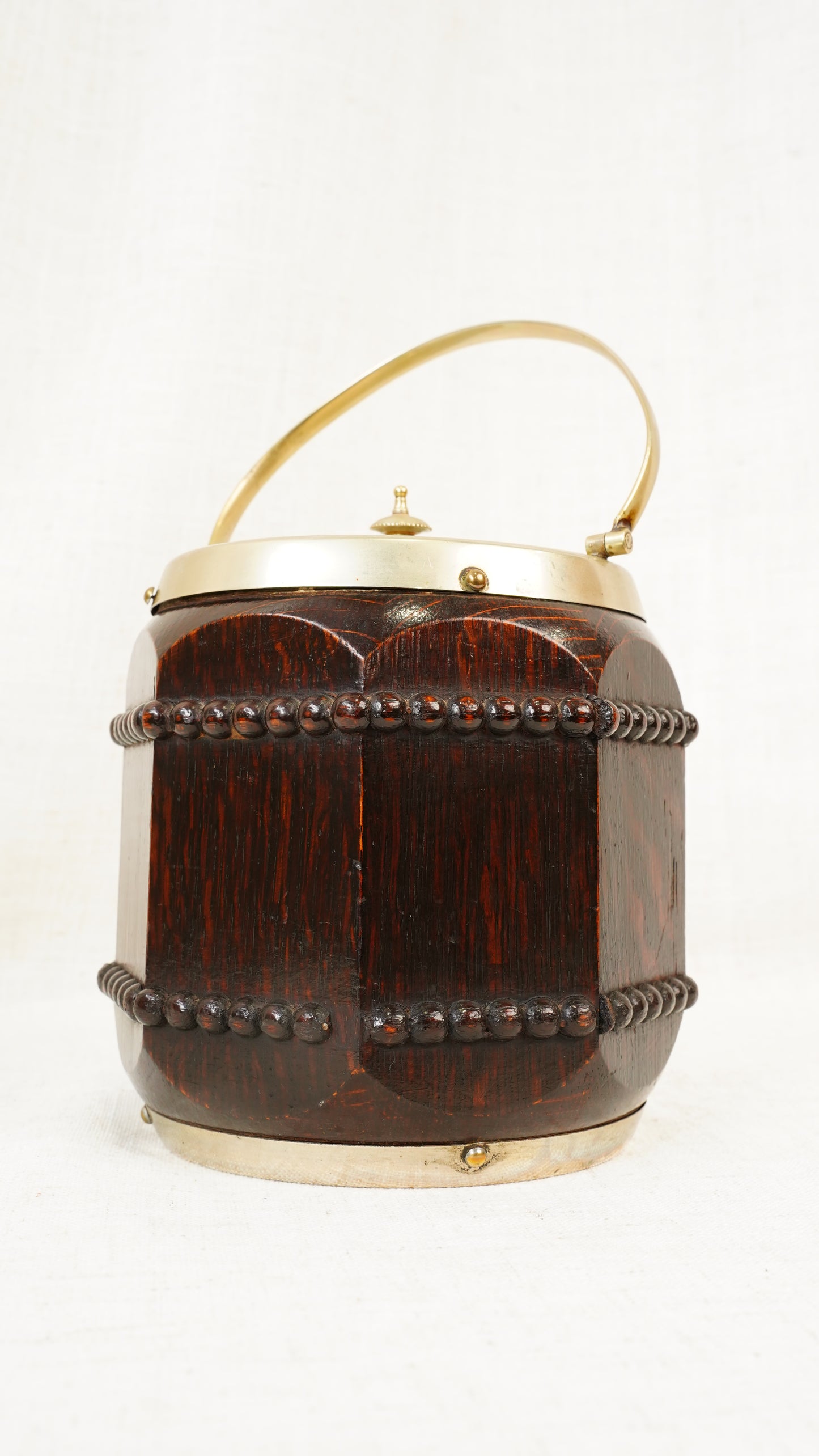 Edwardian Oak and Silver Plated Biscuit Barrel, Circa 1910