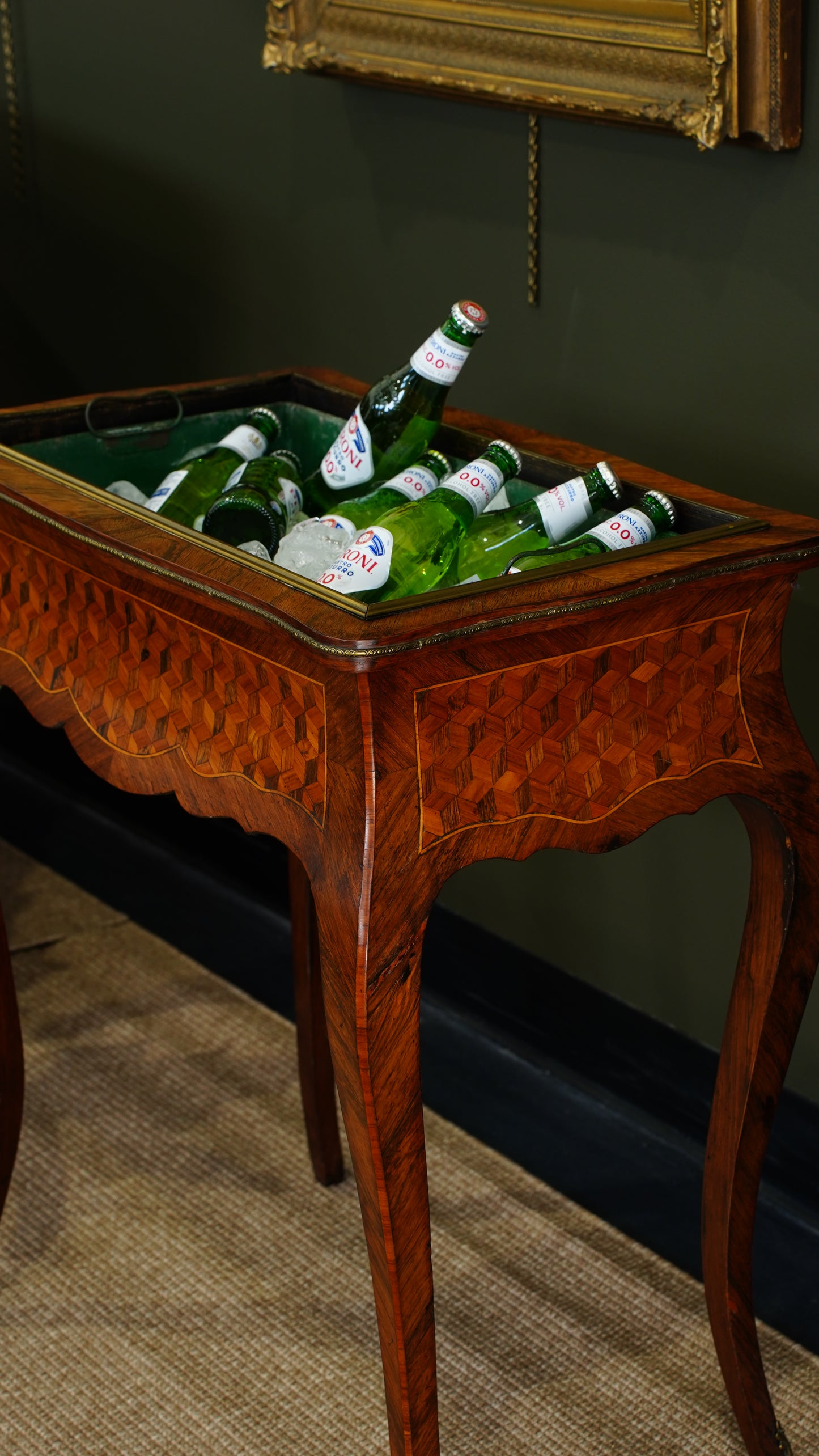 Antique French Parquetry Jardinière Table, Ca. 1900
