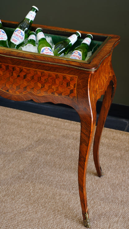 Antique French Parquetry Jardinière Table, Ca. 1900