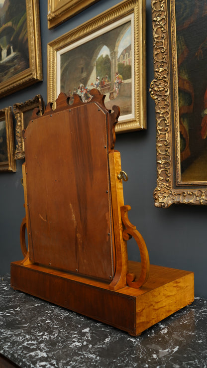 Antique English Dressing Table Mirror in Bird’s Eye Maple Circa 1830 to 1850