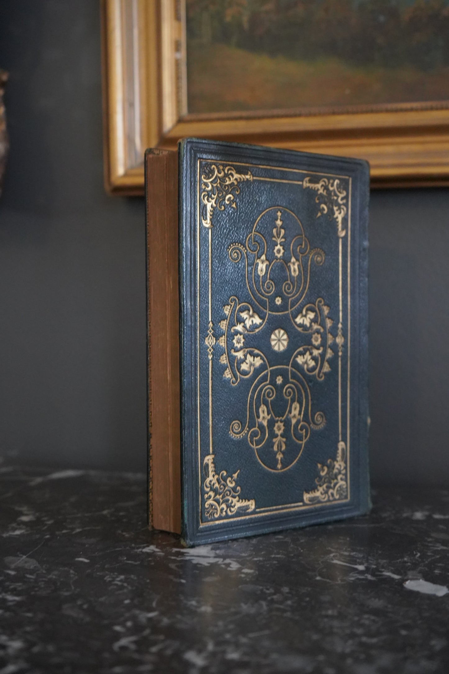 1855 Poetical Works of White & Campbell Green Leather Poetry Book