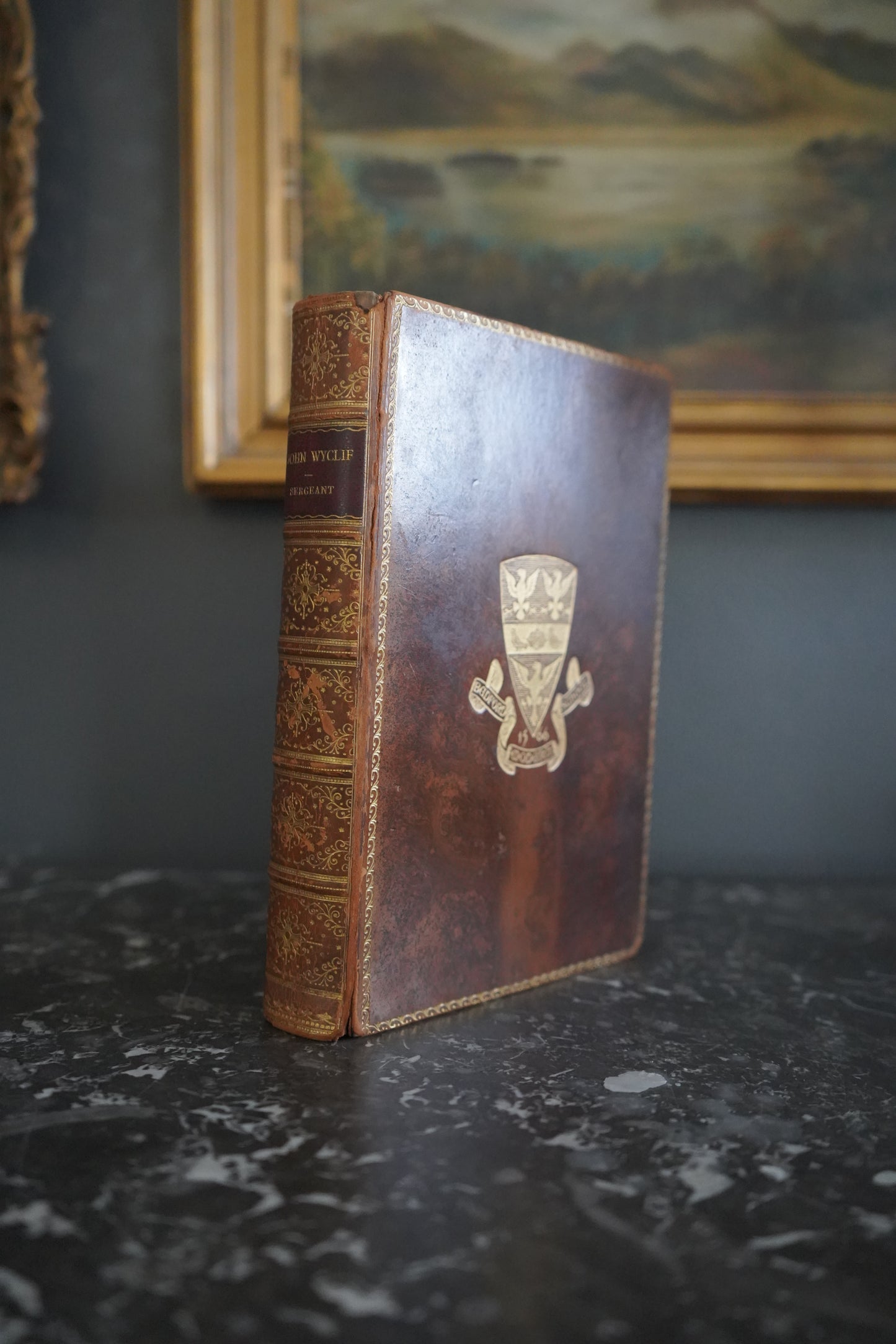 1893 "John Wyclif" Brown Full Tree-Calf Leather Book