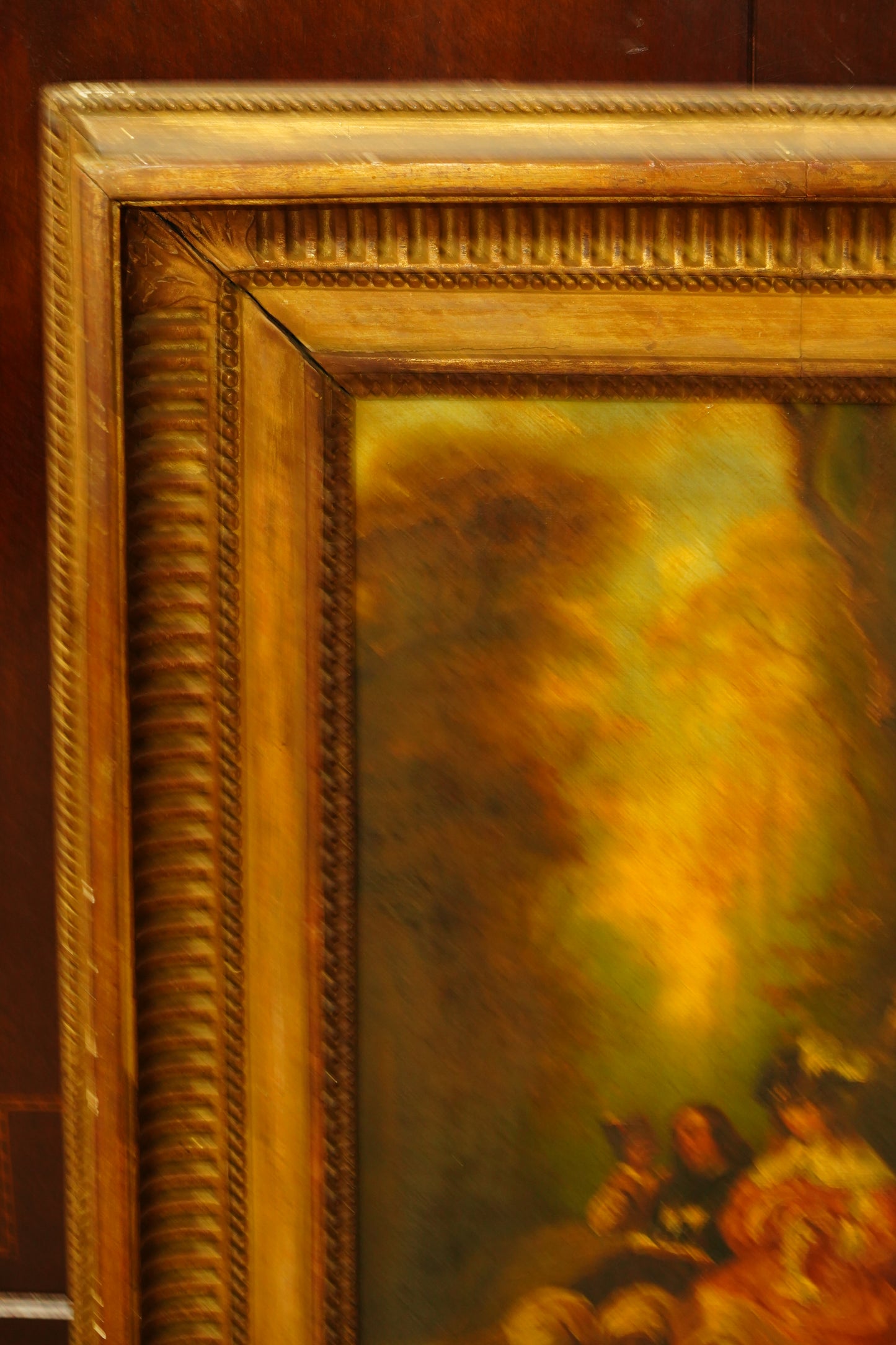 Antique European Oil Painting Figures in Landscape