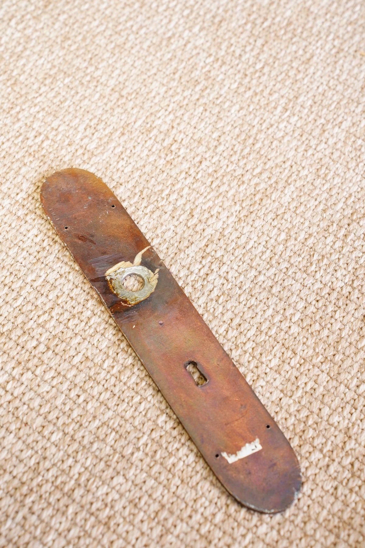 Antique Cast Brass Door Back Plate with Keyhole