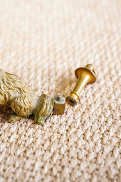 Antique Cast Brass Terrier Figure with Ringed Post