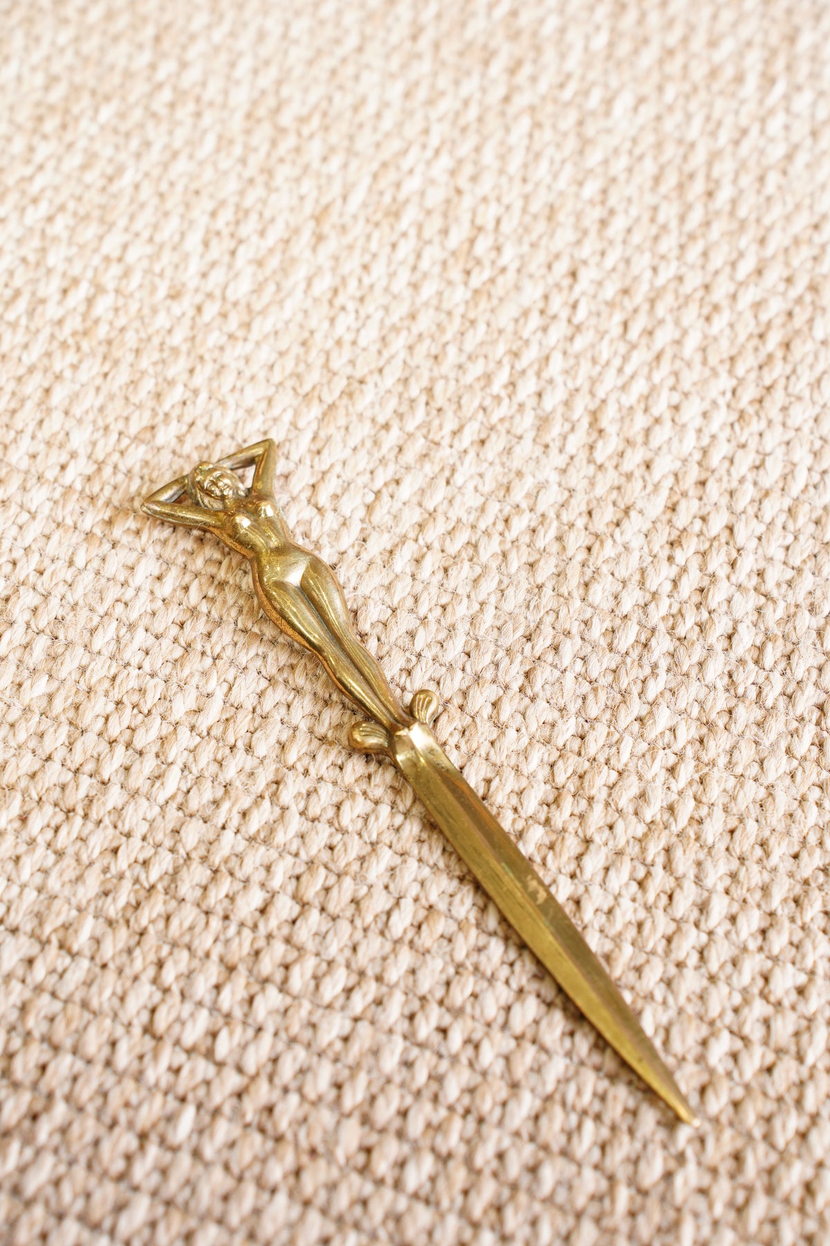 Vintage Art Deco Solid Brass Figural Letter Opener